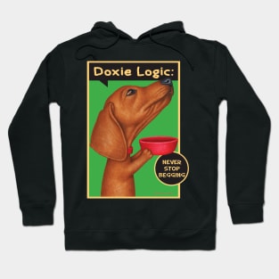 Classic pose for Doxie Dog on Dachshund Begging for Food tee Hoodie